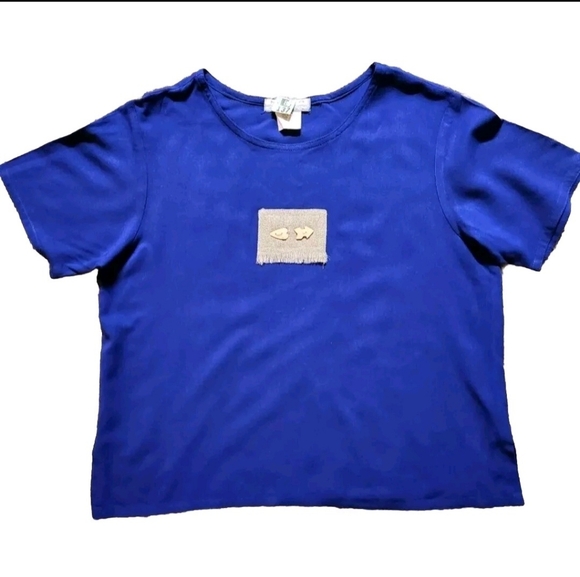 VTG Nino Wong California Top Size S Color Royal Blue Made in USA - Picture 1 of 9